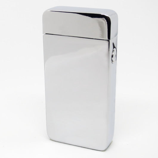 USB Rechargeable Ice Silver Chrome Dual Plasma Arc Lighter with Side Button
