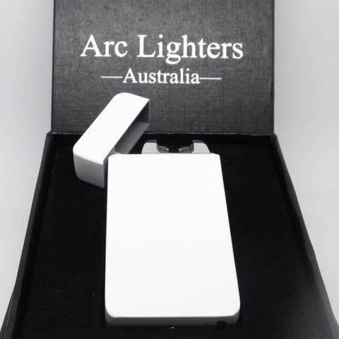 USB Rechargeable Matte White Dual Plasma Arc Lighter with Side Button