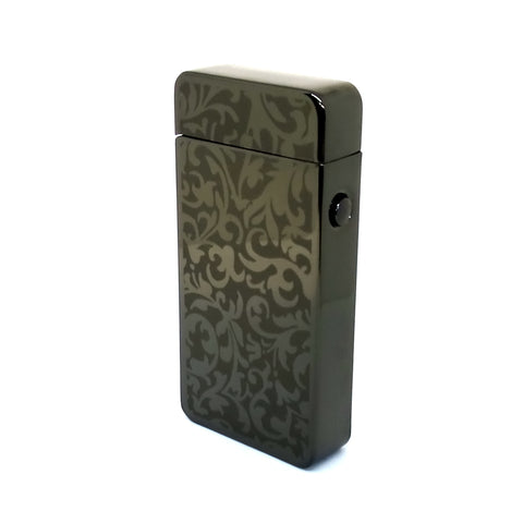USB Rechargeable Pewter Damask Dual Plasma Arc Lighter with Side Button