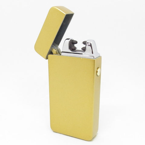 USB Rechargeable Satin Gold Dual Plasma Arc Lighter with Side Button