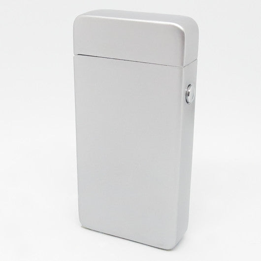 USB Rechargeable Satin Silver Dual Plasma Arc Lighter with Side Button